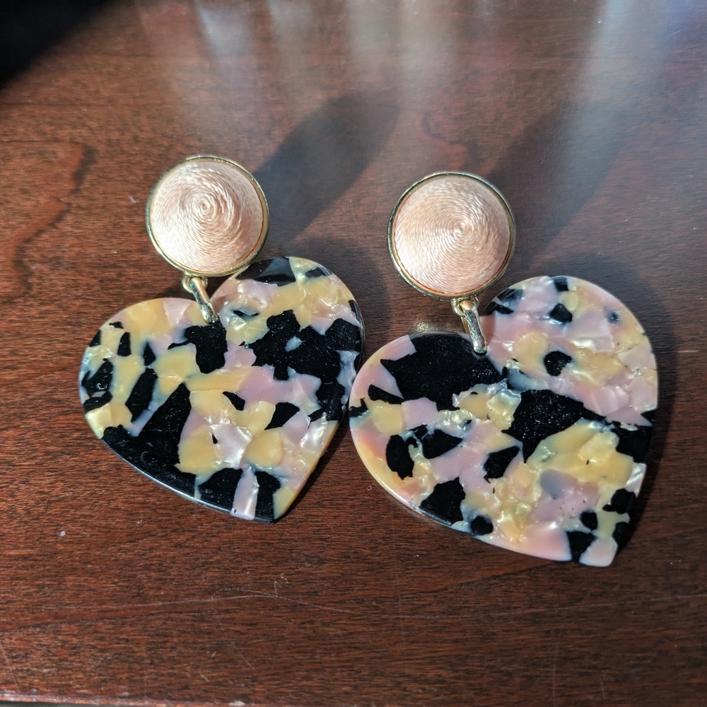 Marble Heart Earrings